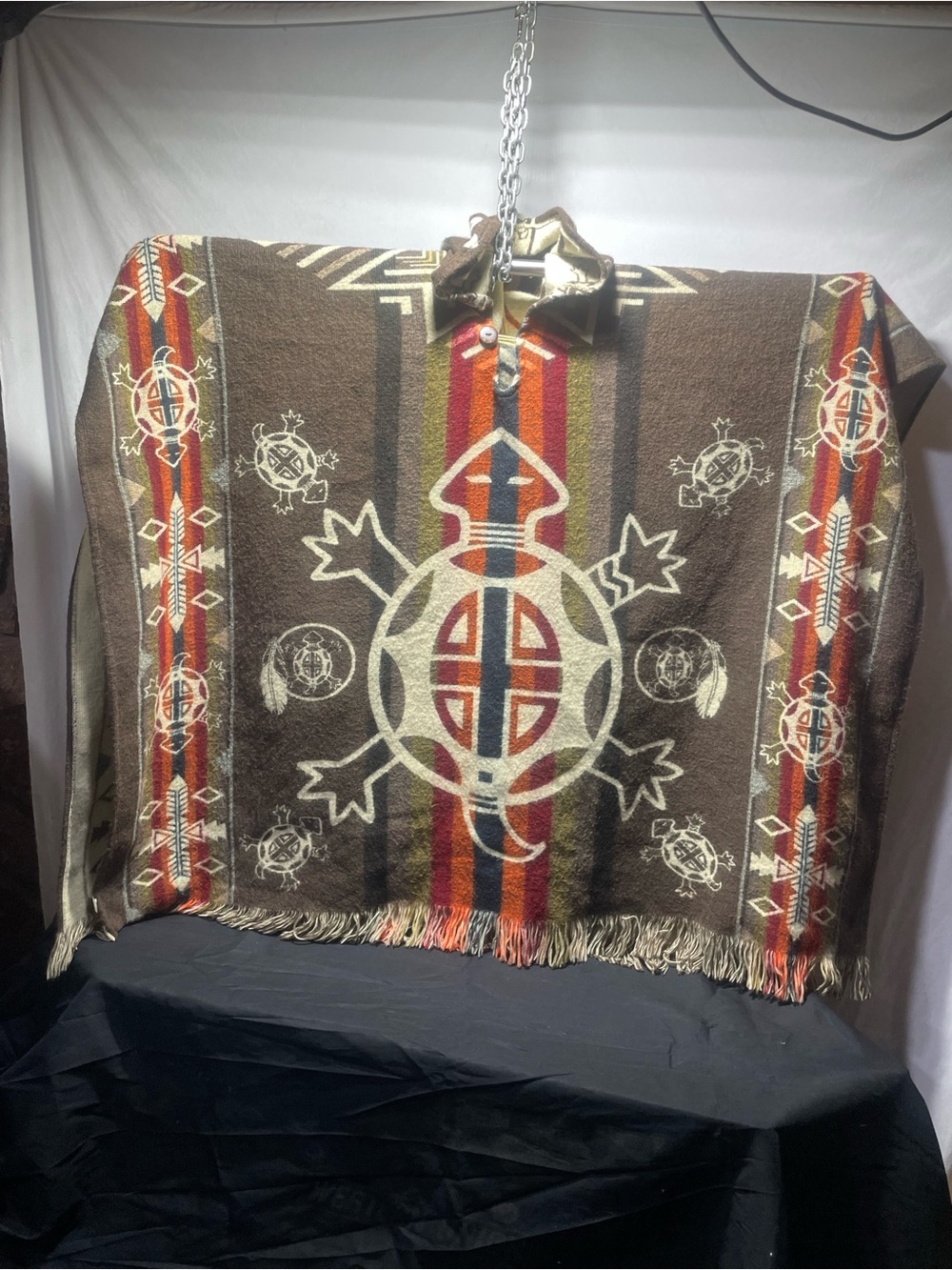 Brown Southwestern Turtle Print Poncho